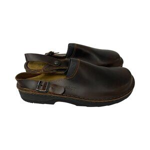 Naot Glacies Mens Clogs Shoes EU 45 US 12 Brown Buffalo Leather Buckle NWOB